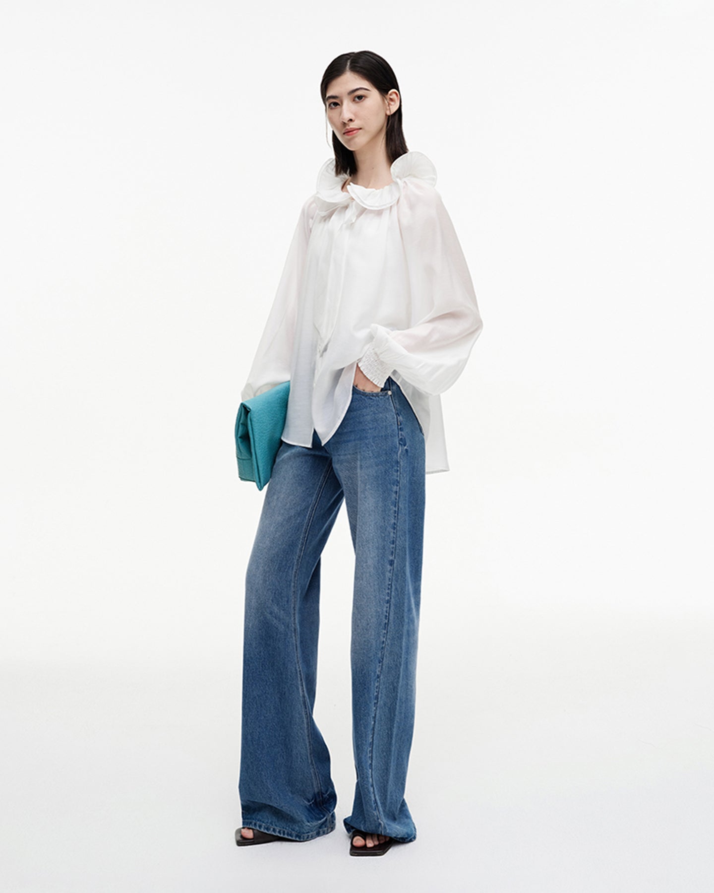 Meconopsis series lotus leaf collar shirt