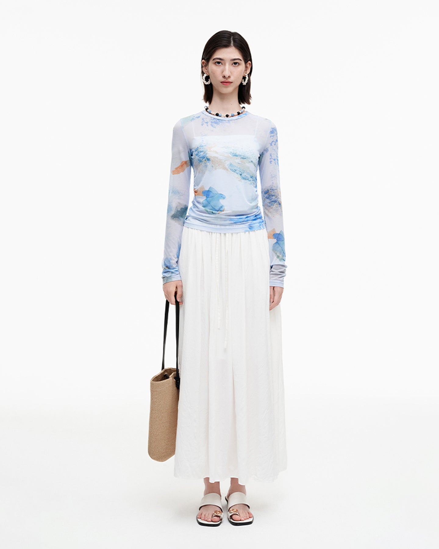 Meconopsis series pleated drawstring skirt