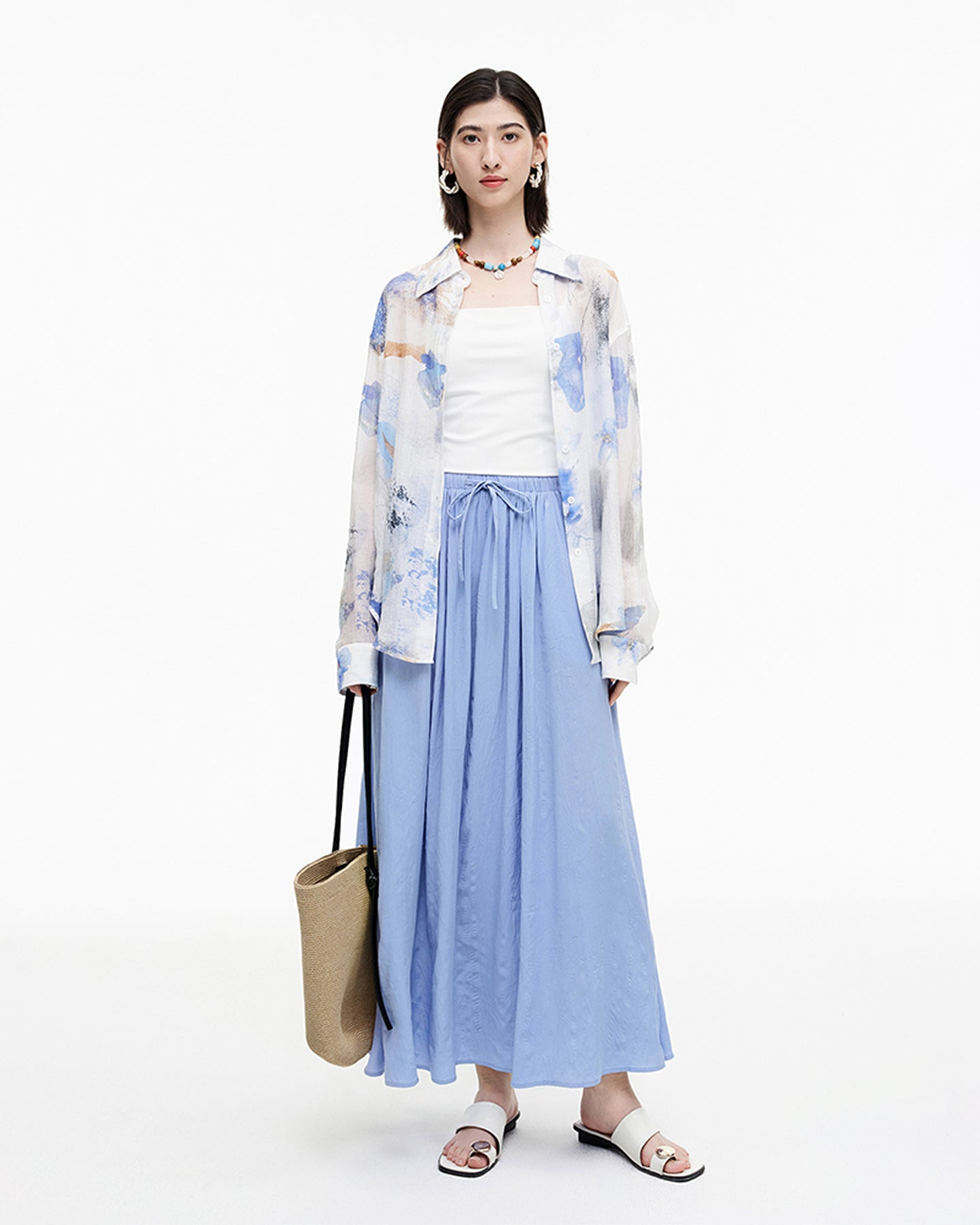 Meconopsis series pleated drawstring skirt