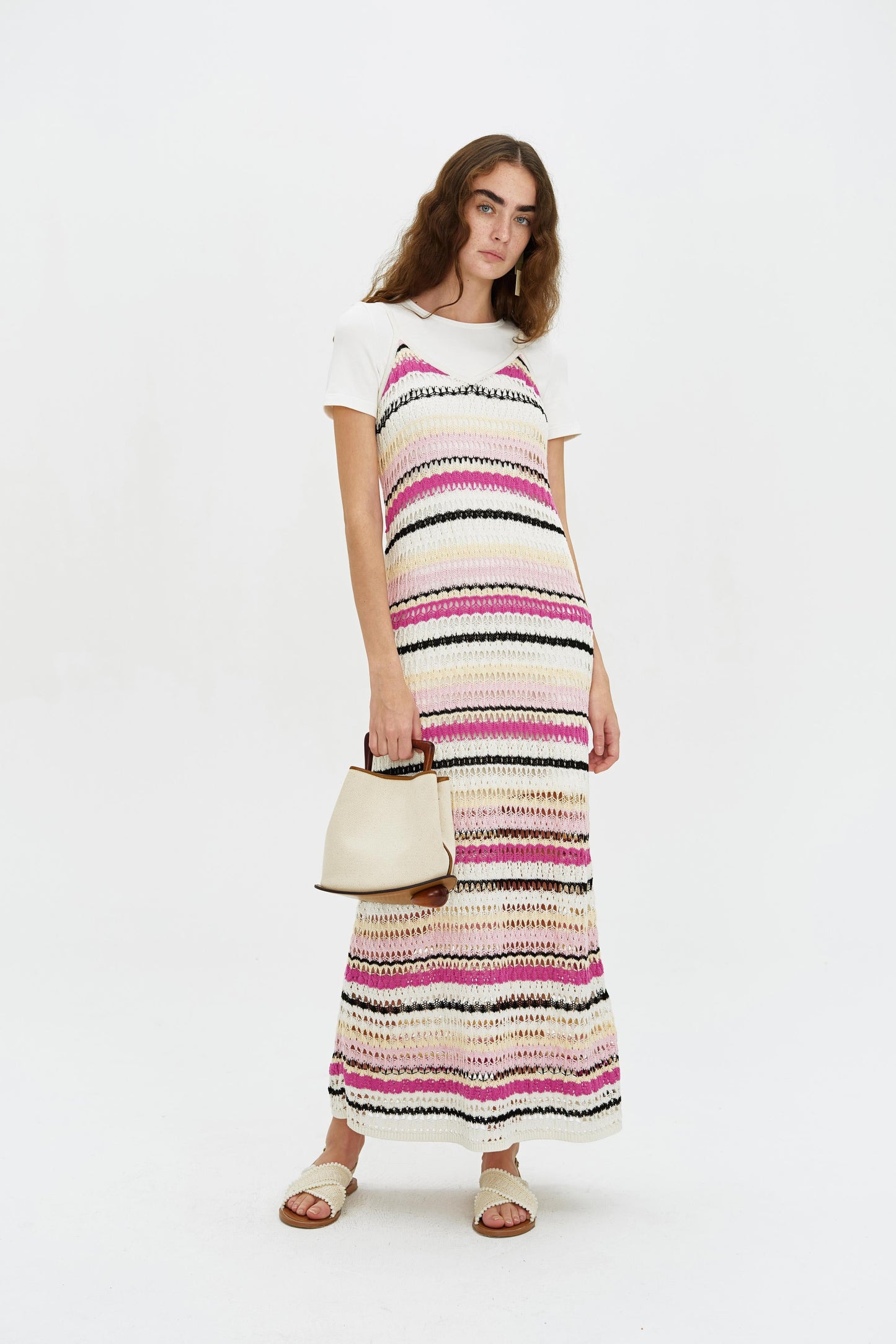 SELFWHO Knitted Striped Dress