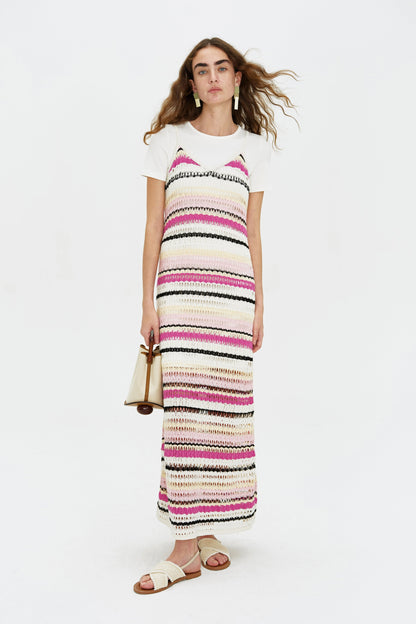 SELFWHO Knitted Striped Dress