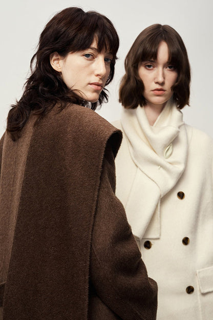 Double-faced wool mid-length coat