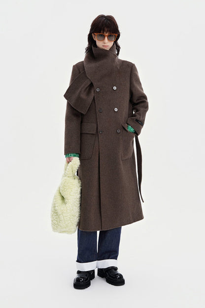 Double-faced wool mid-length coat