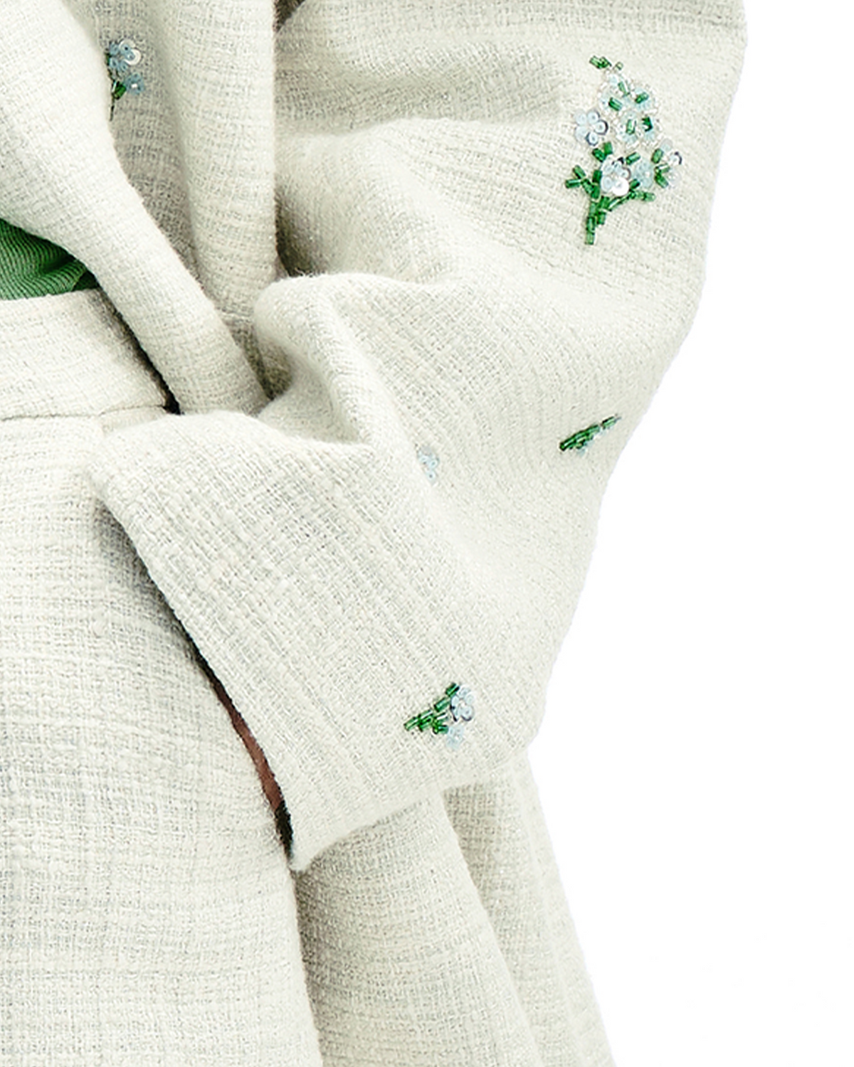 Meconopsis-Embroidered Tweed Coat & Skirt Set – Wool Blend