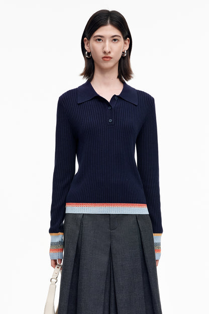 SELFWHO Tencel Sheep And Wool Blended Polo Neck Sweater