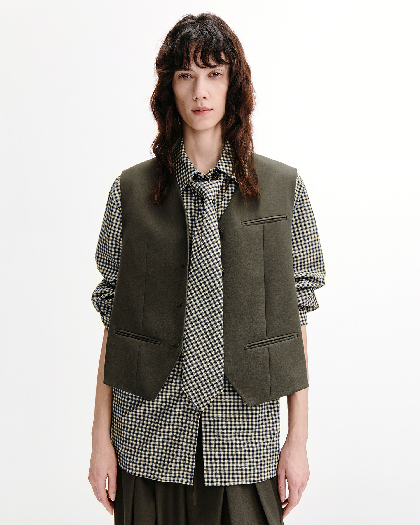 Relaxed Twill Vest – Wool Blend