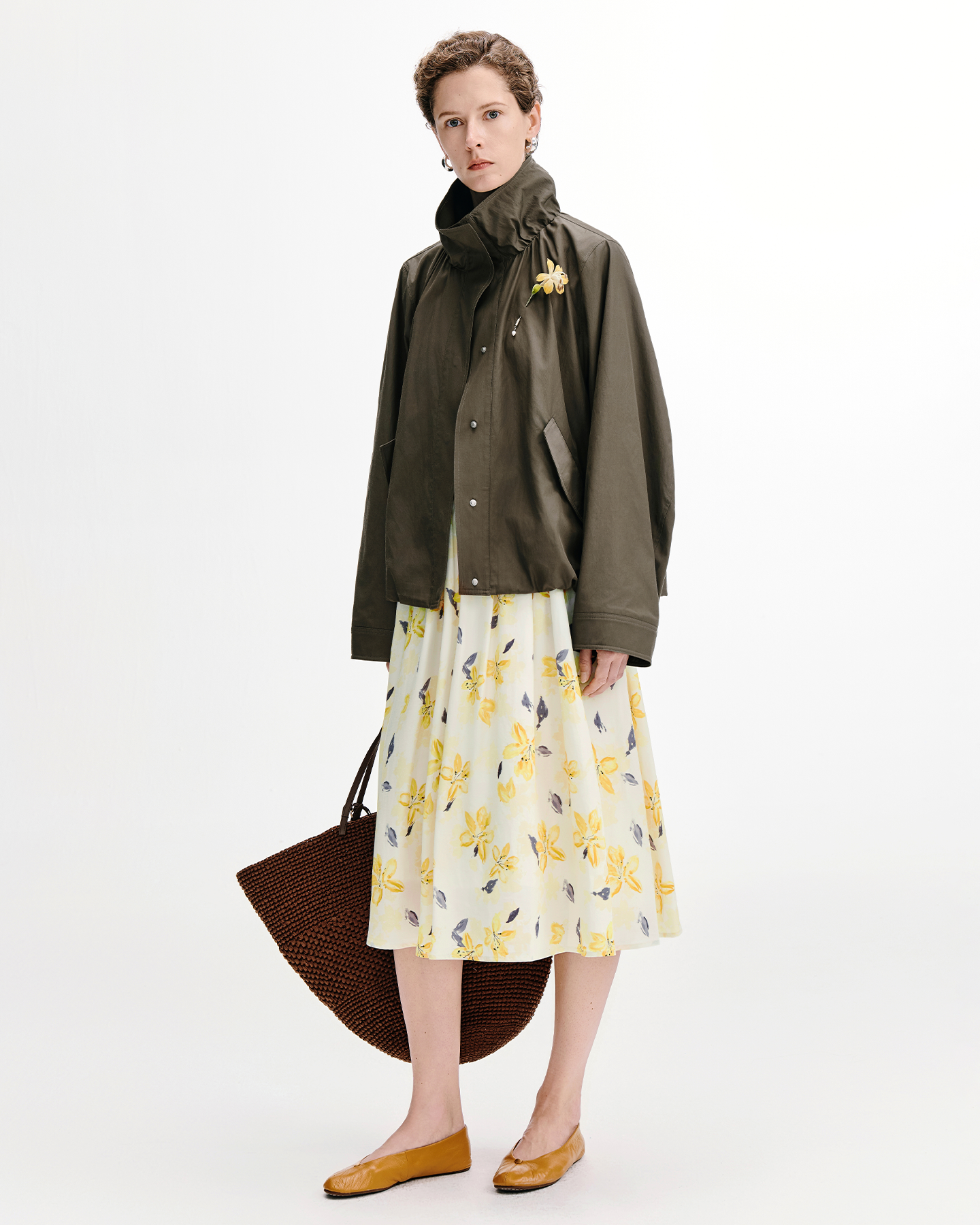 Smocked Bubble-Hem Jacket & Skirt Set – Cotton-Blend