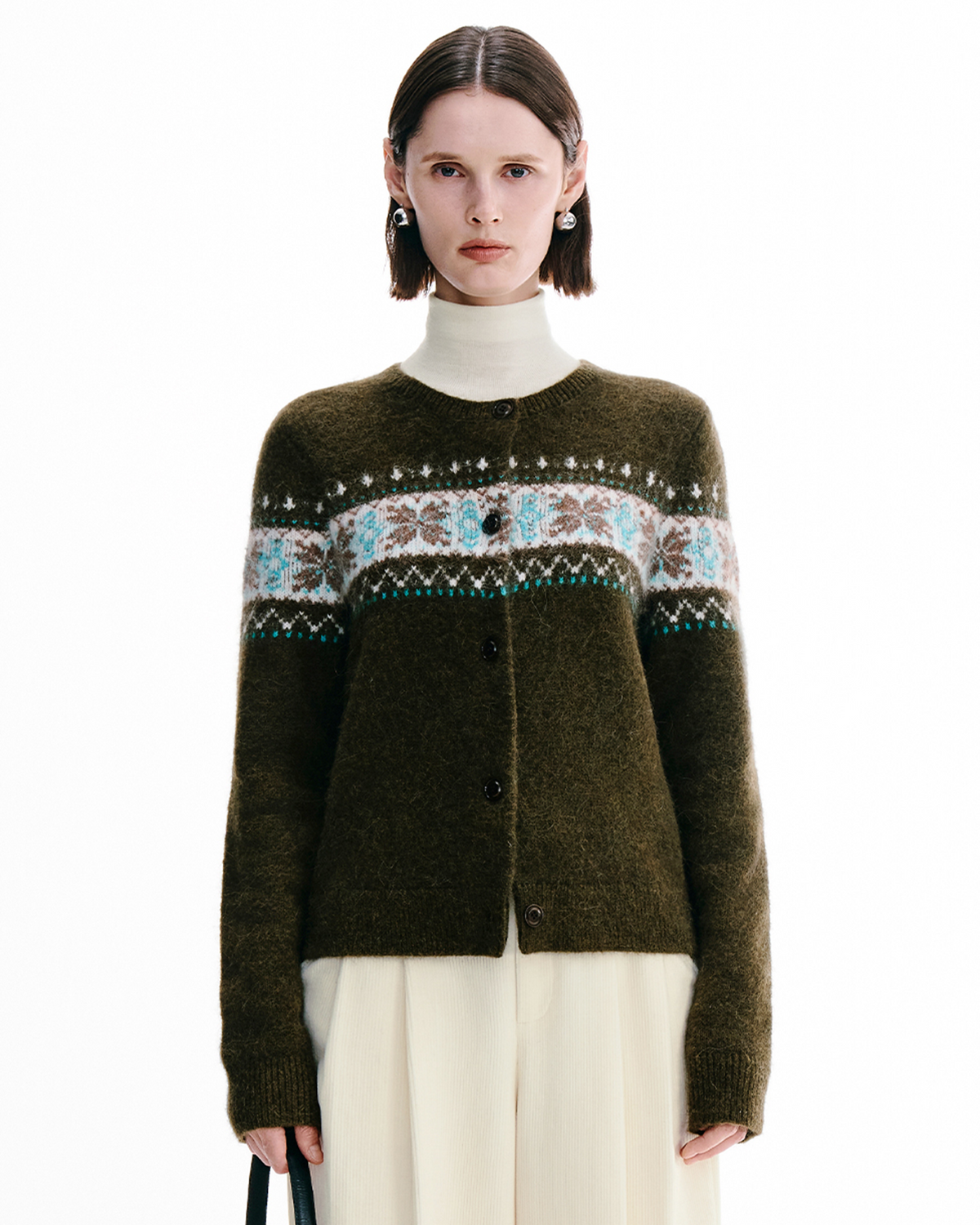 Fair Isle Yoke Wool Cardigan