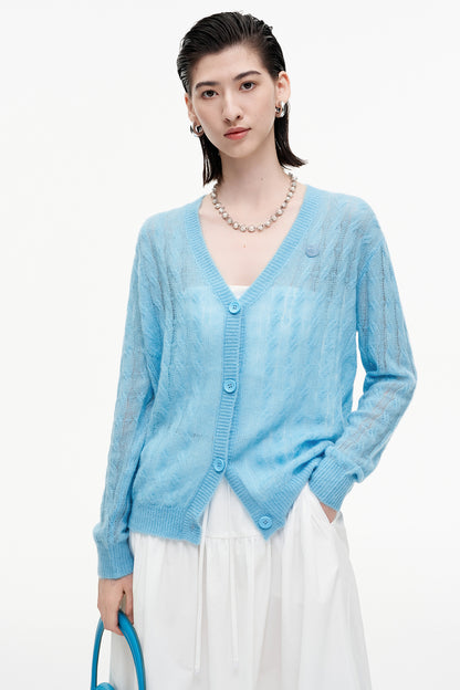 SELFWHO cashmere blended hollow twisted sweater