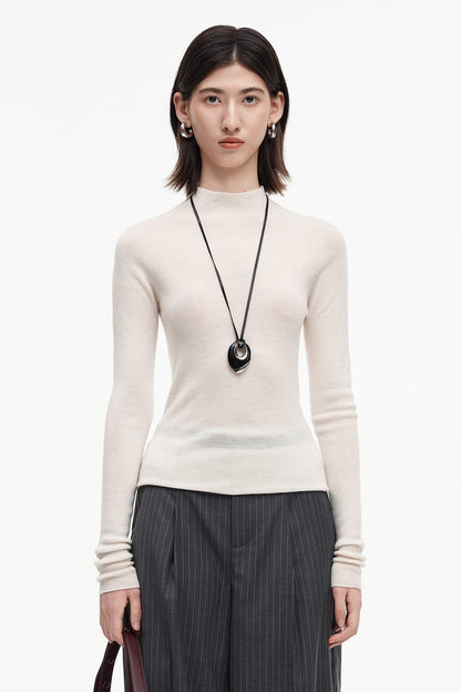 SELFWHO Merino Wool Half Turtleneck Sweater