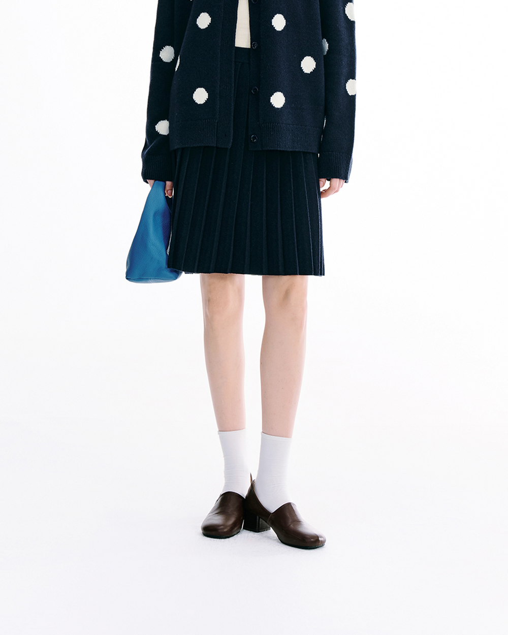 Pleated A-Line Wool Mini Skirt
