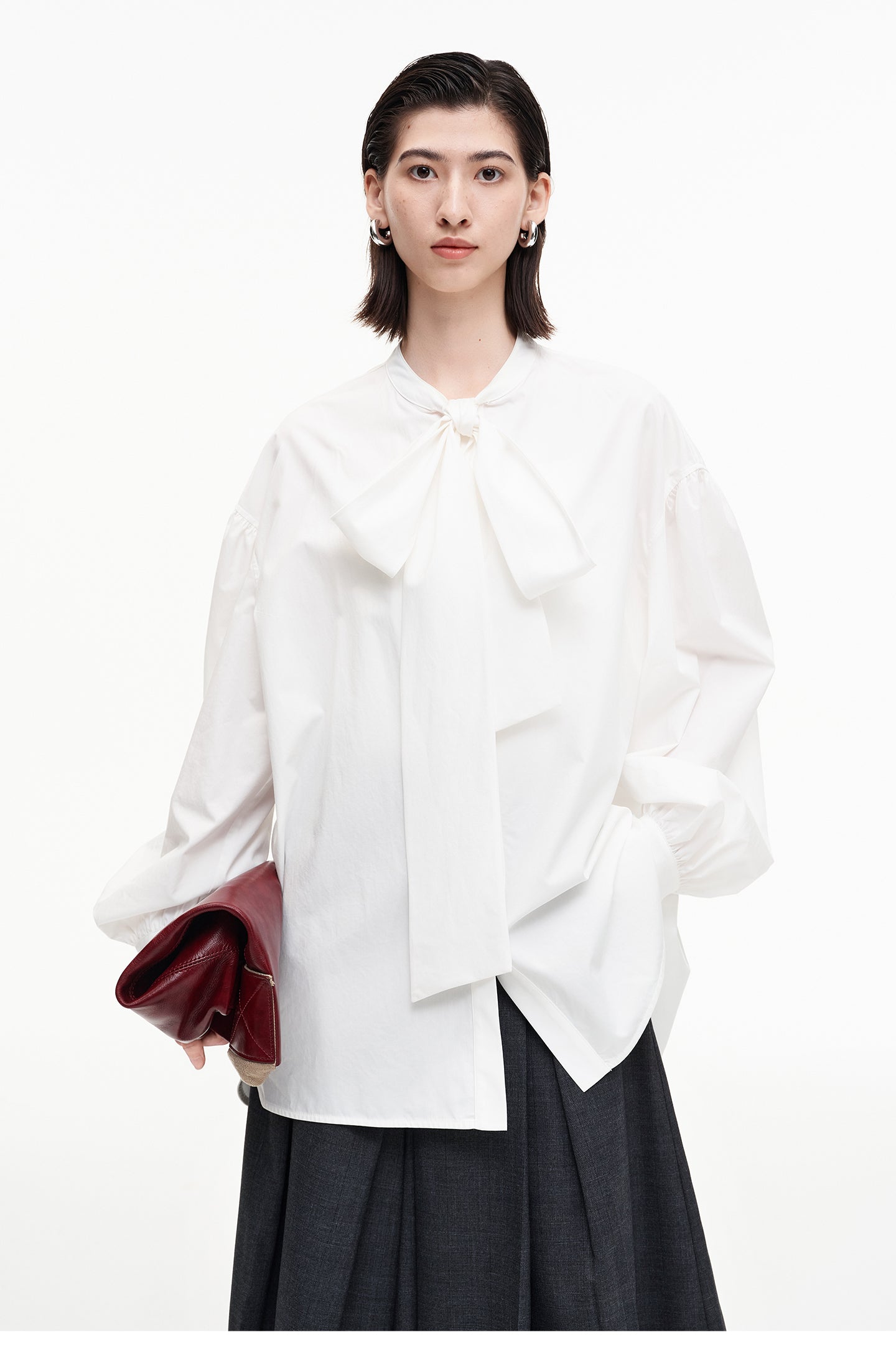 SELFWHO Tencel Cotton Blend French Collar Shirt