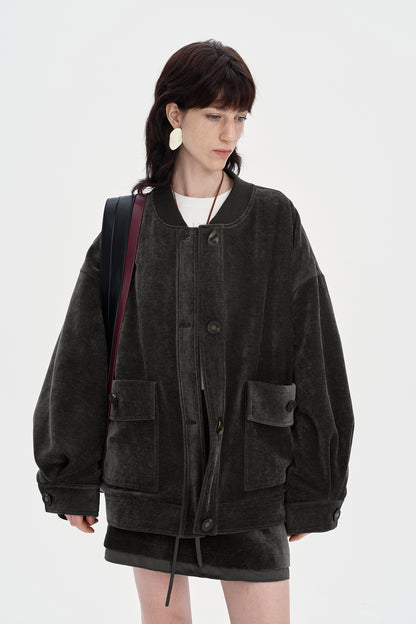 SELFWHO Bahn Style Down-Feel White Duck Down Baseball Down Jacket