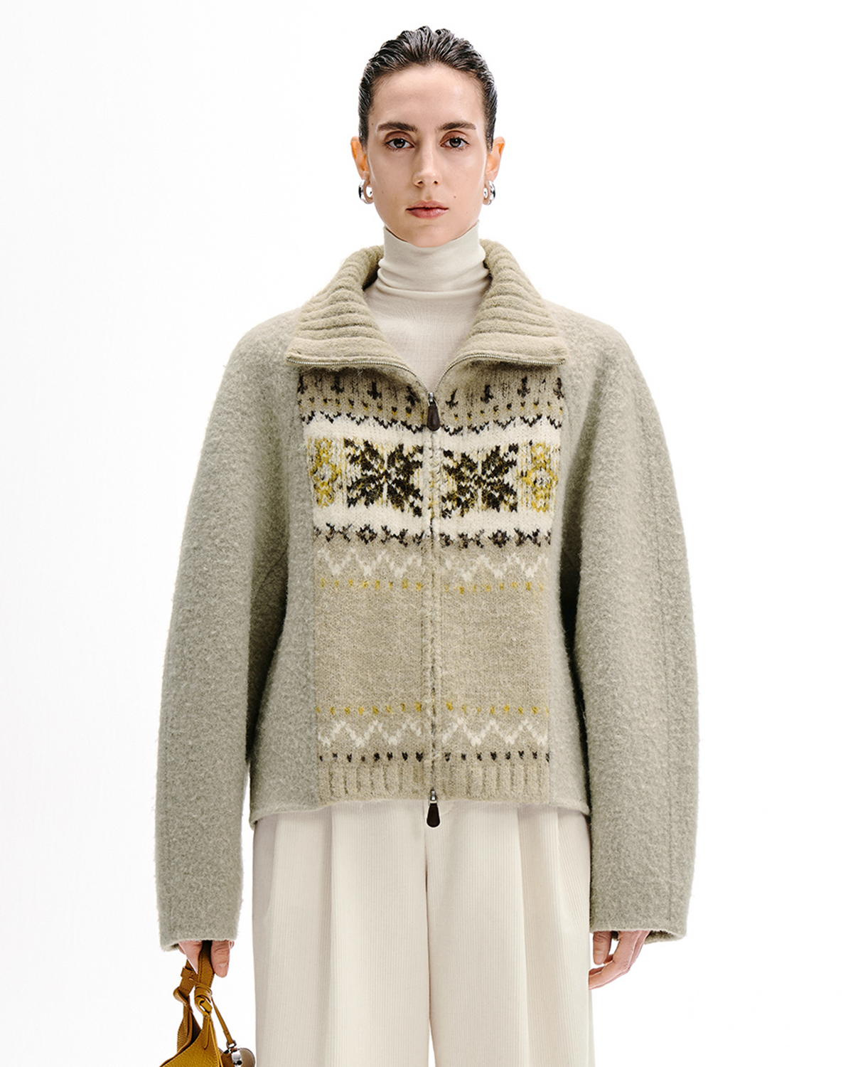 Fair Isle Wool Jacket – Funnel Neck
