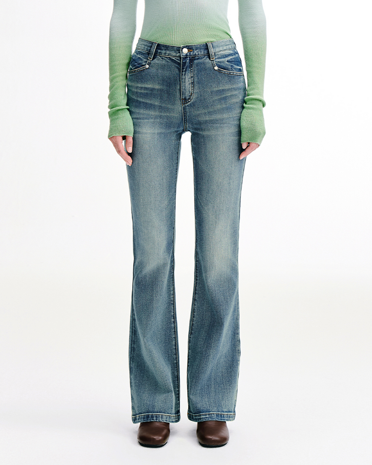 Vintage Wash Flare Jeans