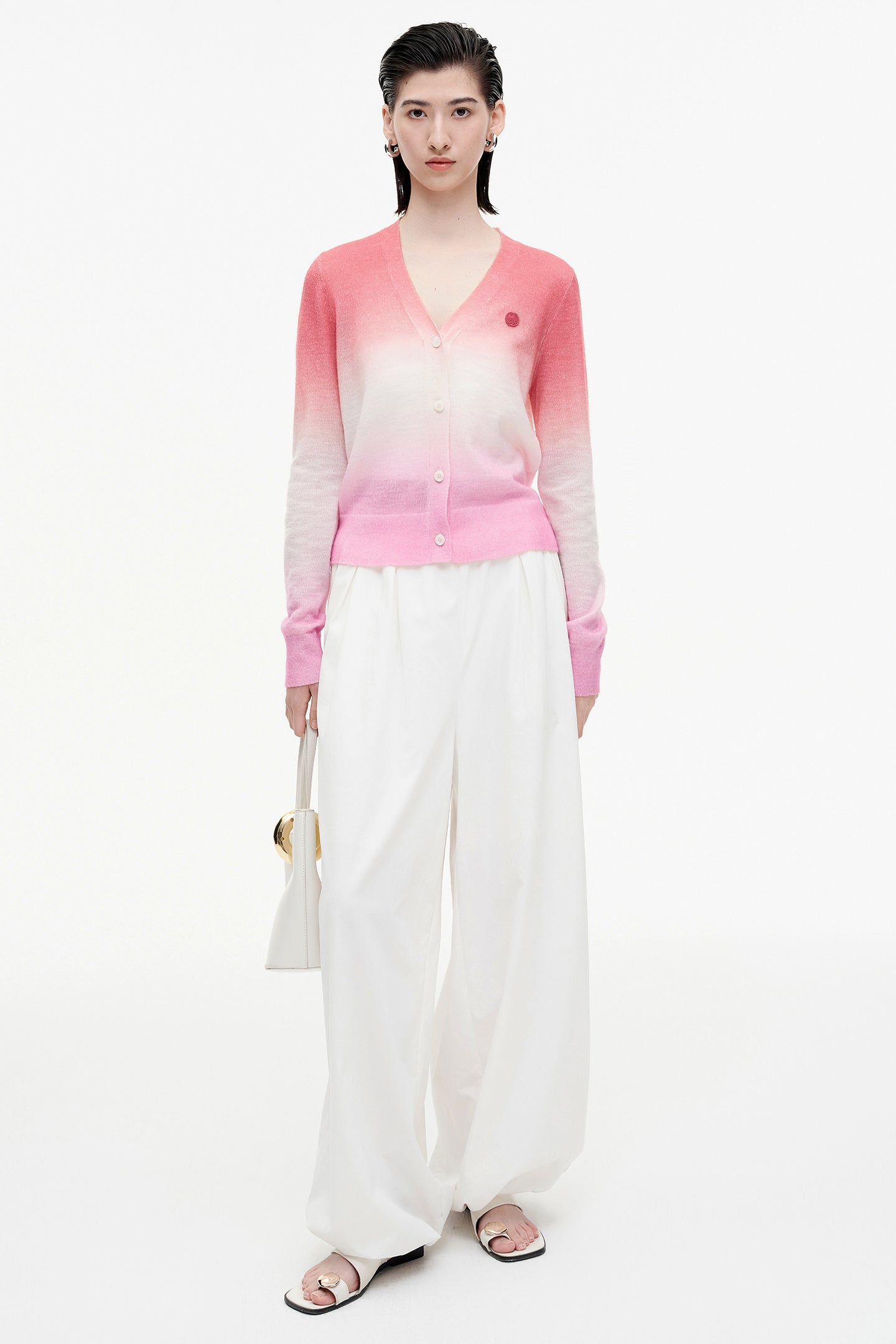 SELFWHO wool mohair gradient contrast sweater
