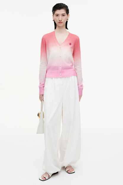 SELFWHO wool mohair gradient contrast sweater