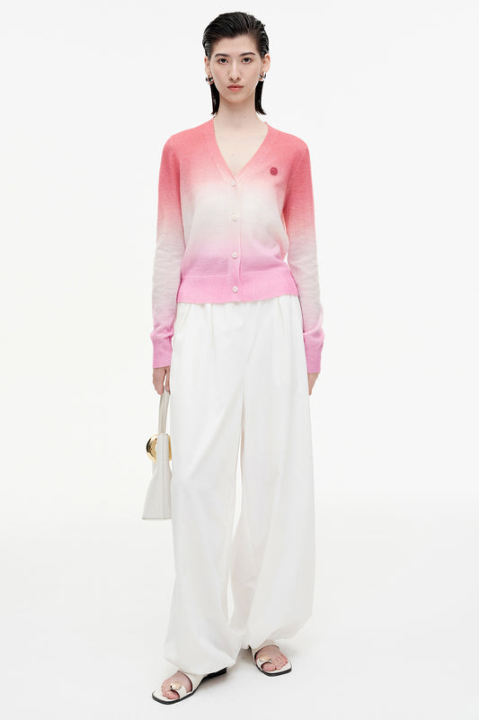 SELFWHO wool mohair gradient contrast sweater
