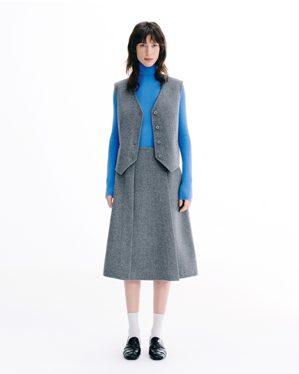 Double-Face Wool V Neck Vest