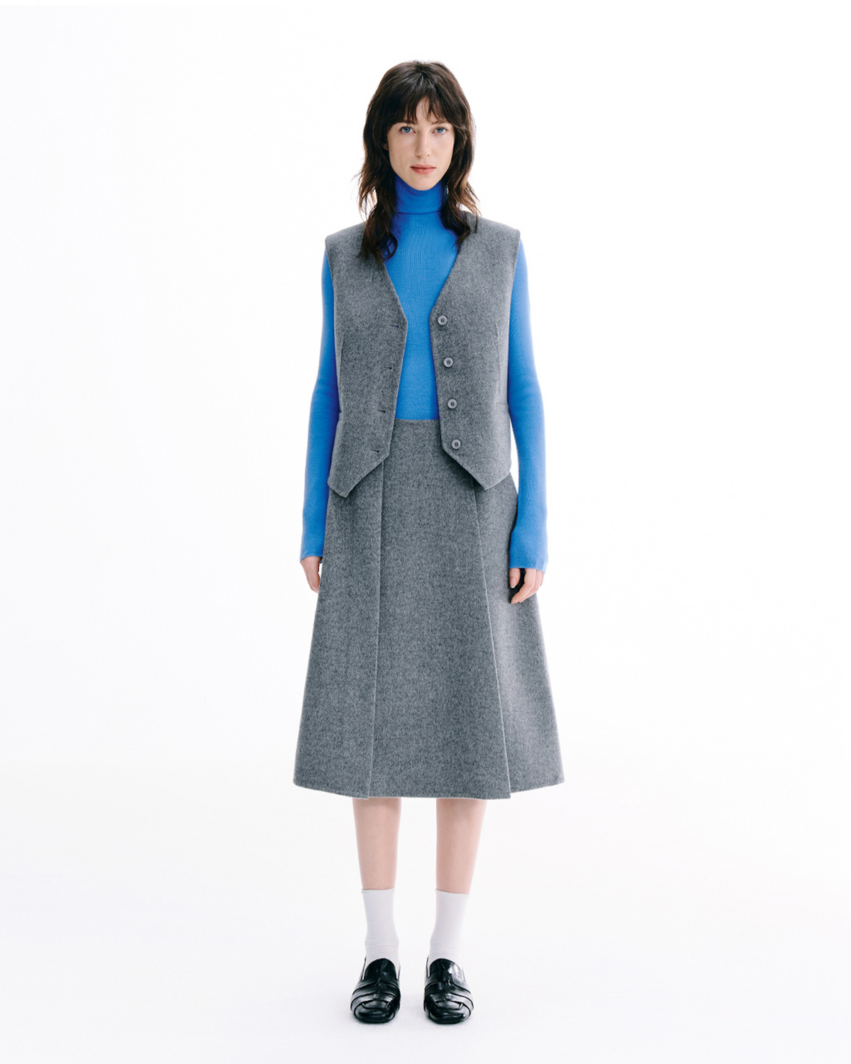 Double-Face Wool V Neck Vest