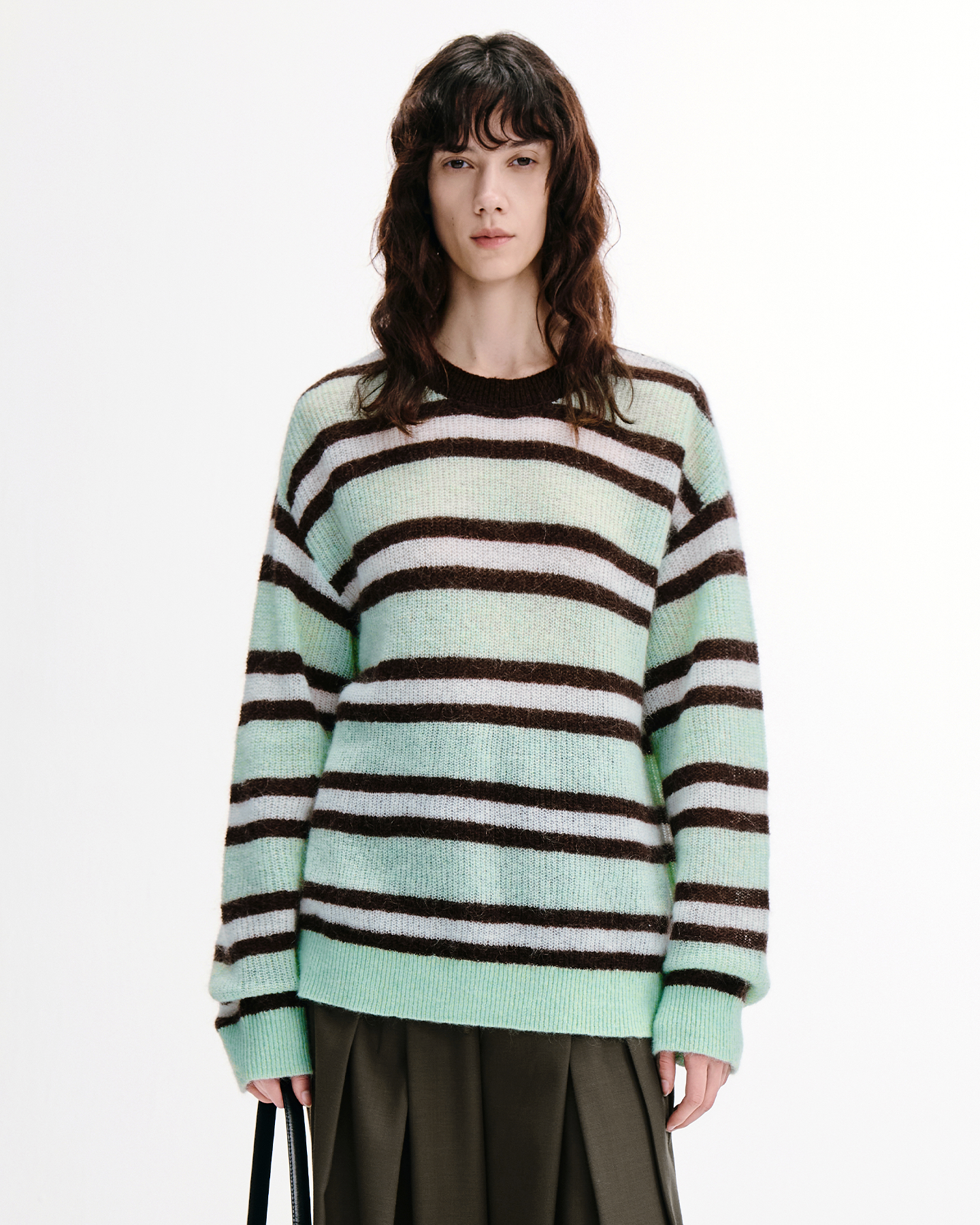 Mint-Chocolate Stripe Knit – Merino Blend
