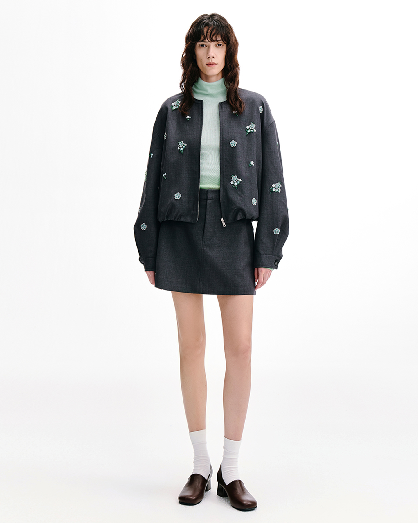 Meconopsis-Beaded Zip Jacket & Skirt Set