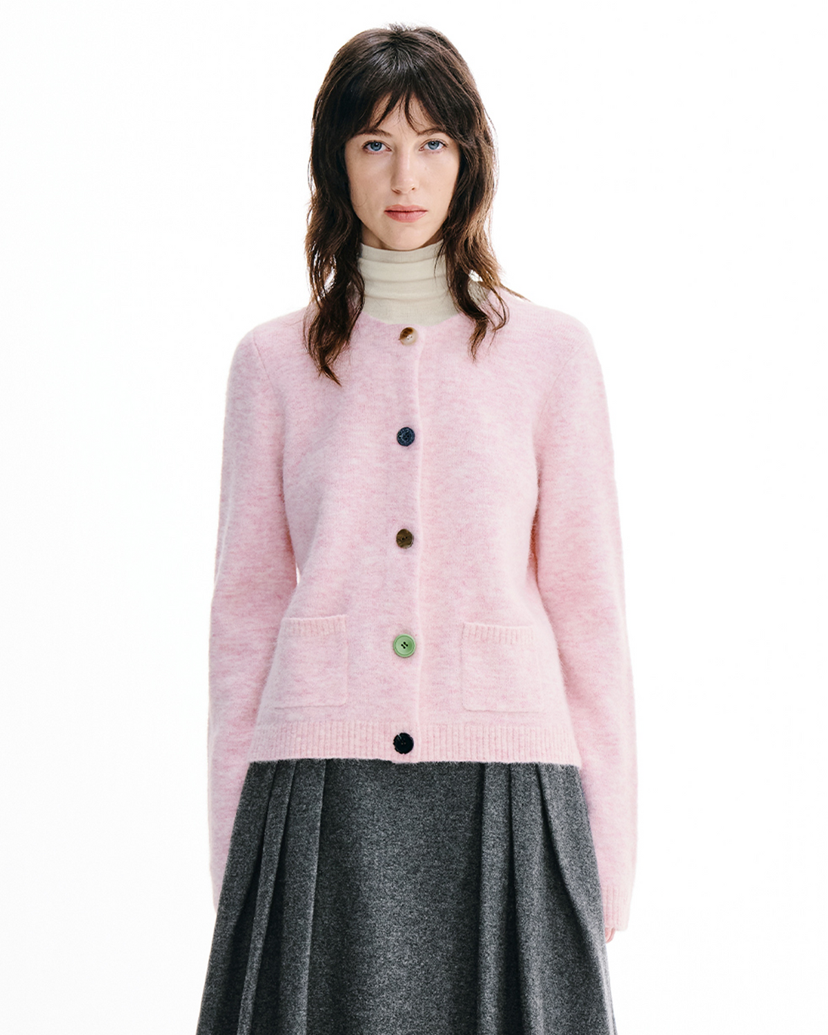 Contrast-Trim Alpaca Cardigan