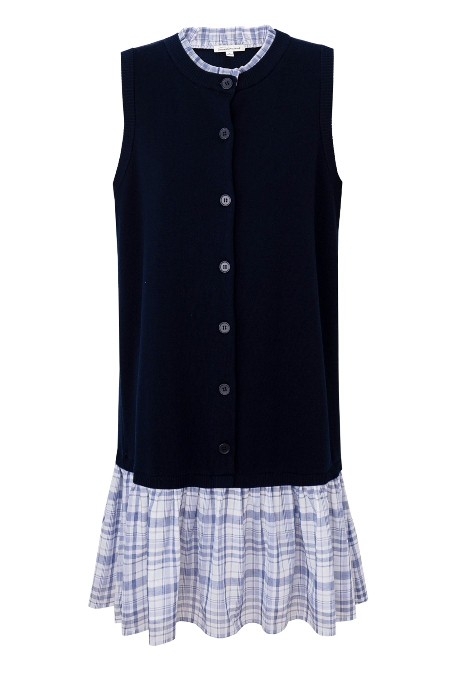 SELFWHO Tencel mulberry silk contrast plaid dress