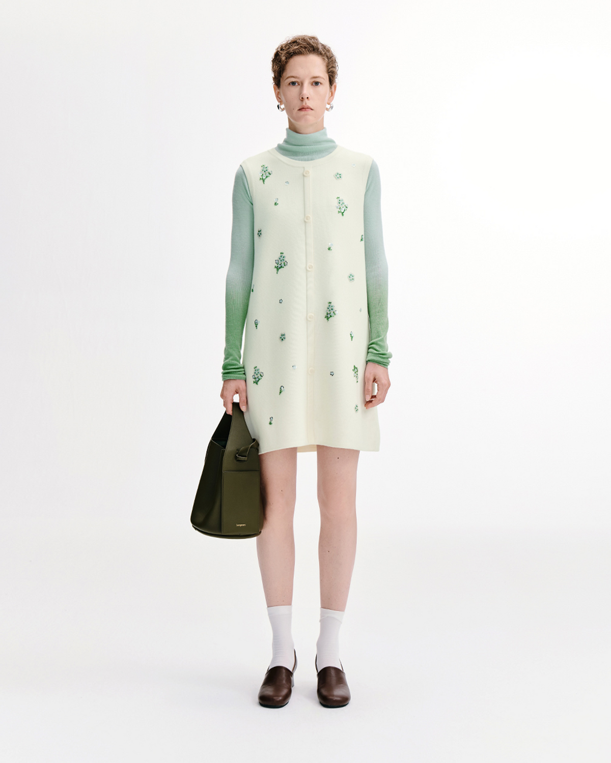 Meconopsis -Embroidered Sleeveless Knit Dress – Wool Blend