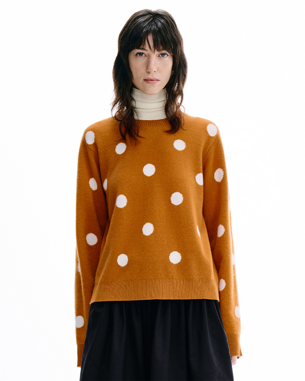 Merino-Blend Polka-Dot Pullover