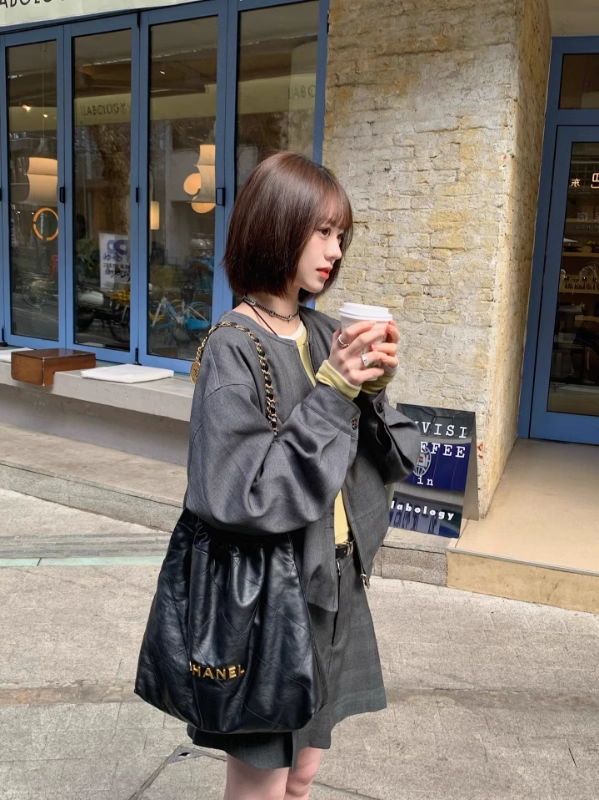 SELFWHO Gray Jacket + Skirt Suit