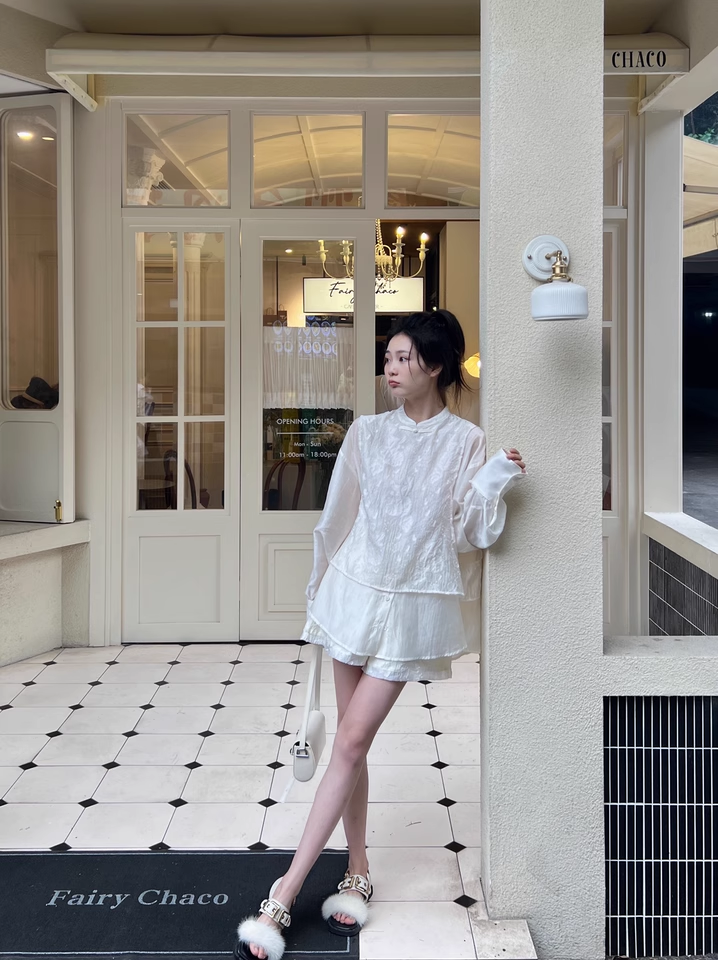 SEFLWHO Handmade Light Luxury Two-Piece Top + Shorts