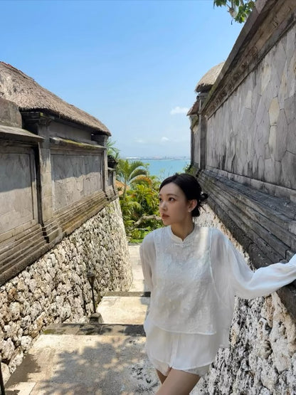 SEFLWHO Handmade Light Luxury Two-Piece Top + Shorts