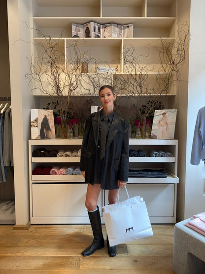 SELFWHO Sheep Wool Blend Grey Striped Shirt