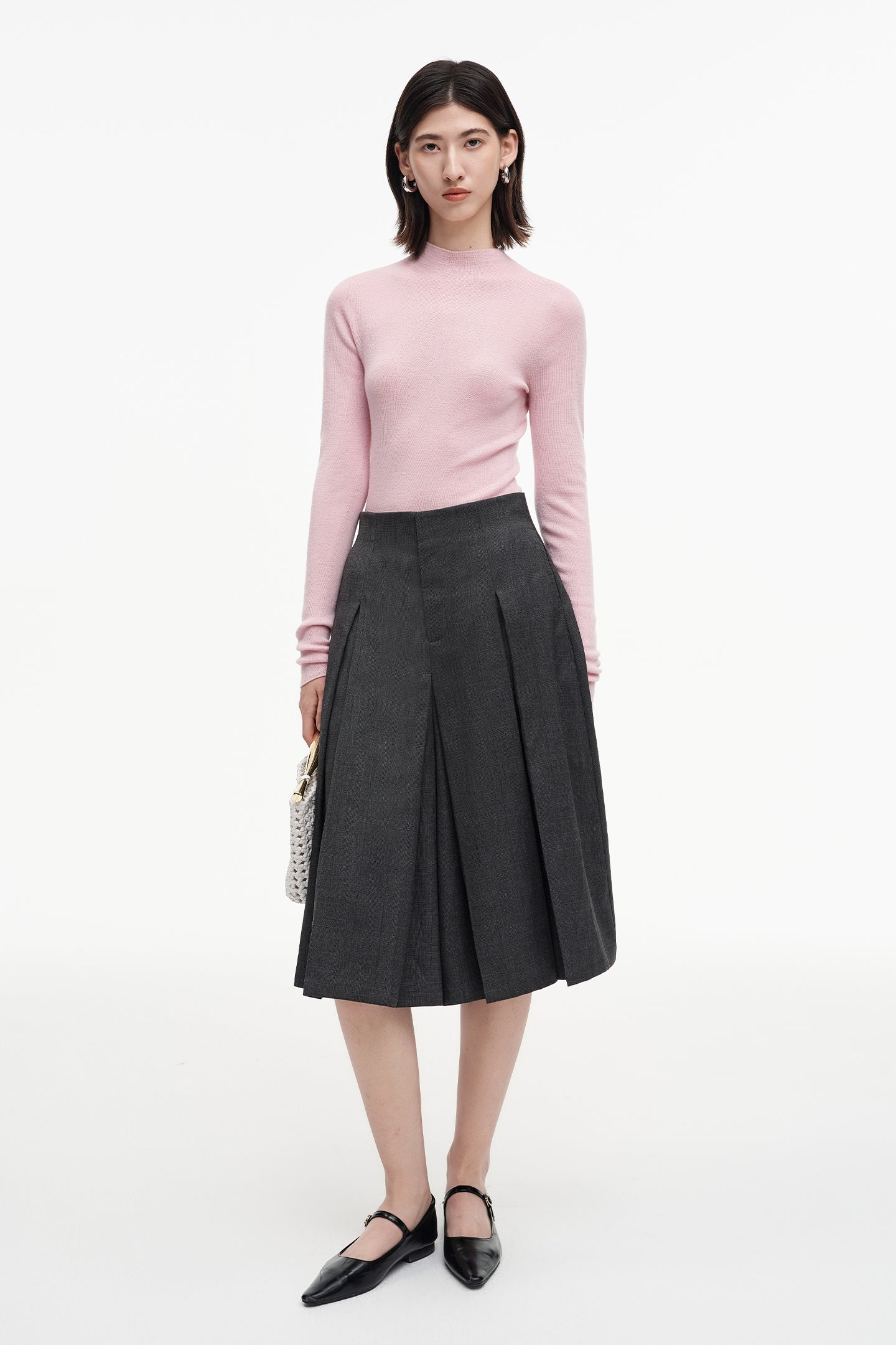 SELFWHO Merino Wool Half Turtleneck Sweater