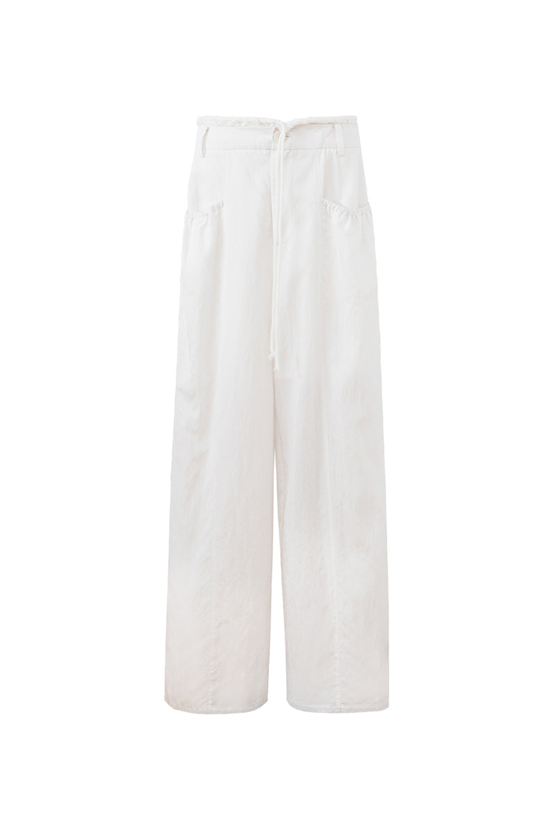 SELFWHO Lyocell Blend Drawstring Lace Casual Straight Pants