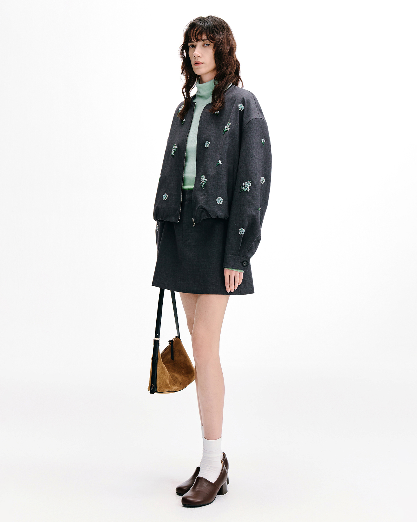 Meconopsis-Beaded Zip Jacket & Skirt Set