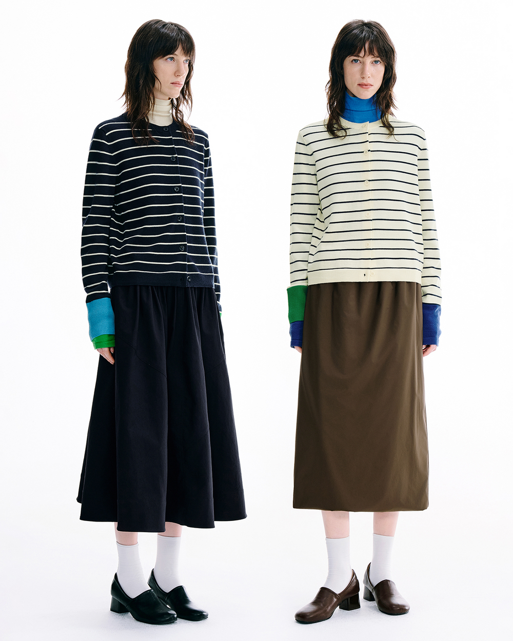 Contrast-Stripe Wool Cardigan