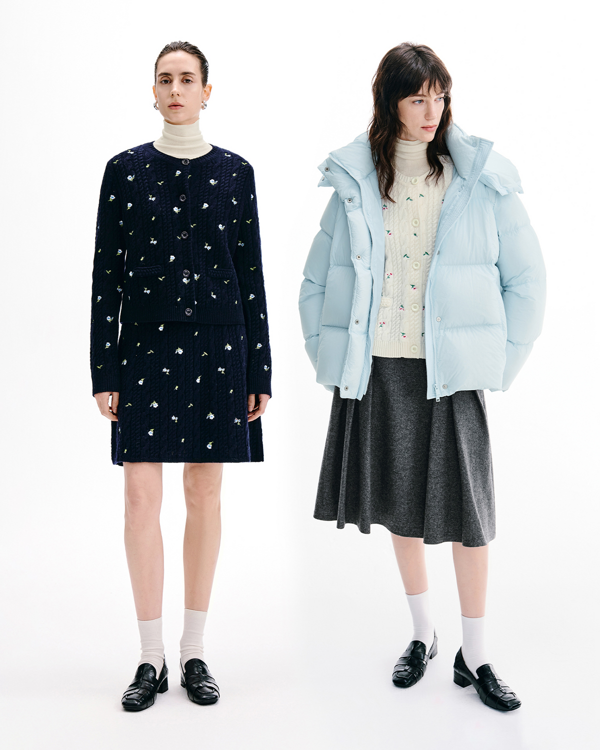 Meconopsis Floral Cable-Knit Cardigan & Skirt Set