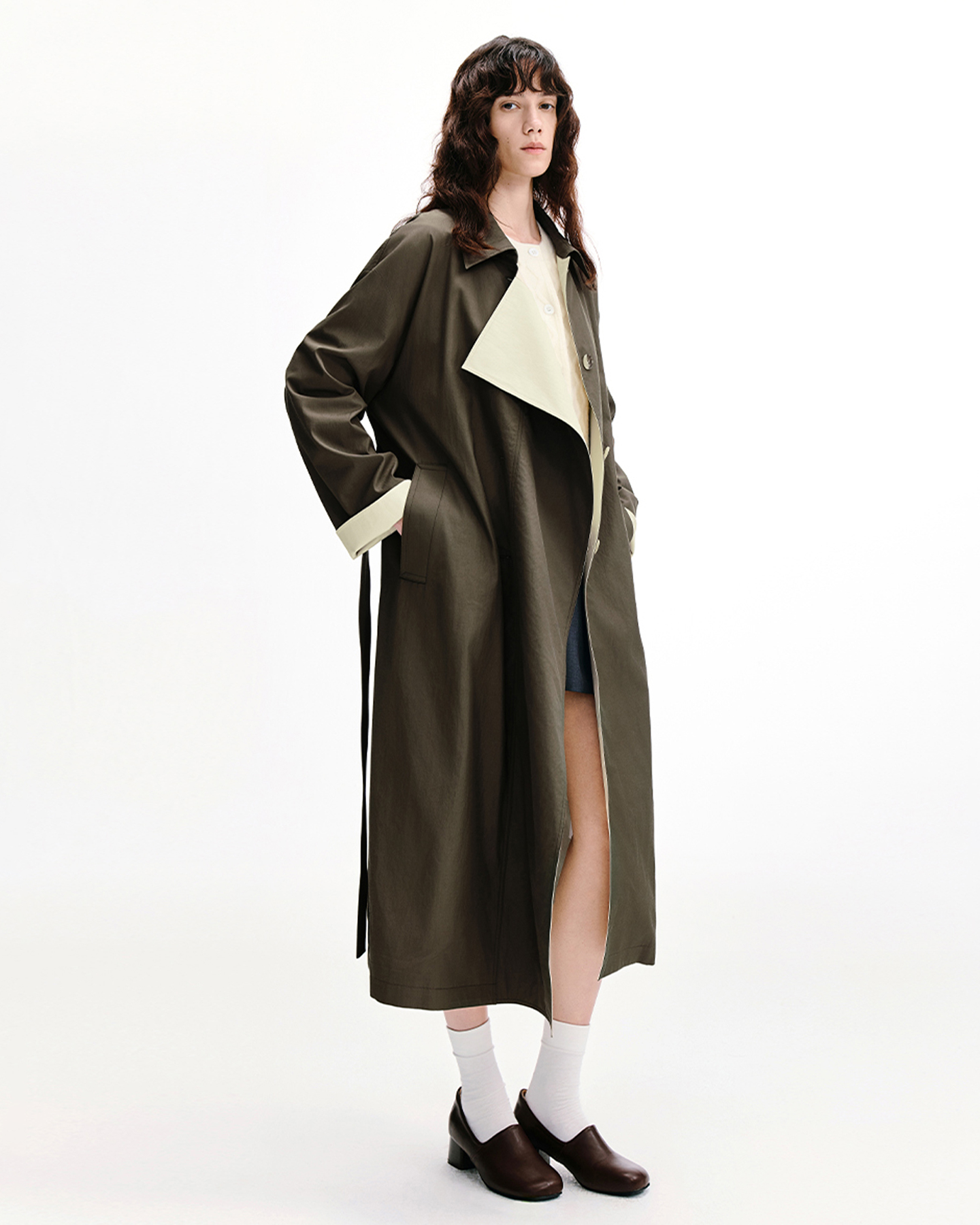 Long Trench Coat – Toasted Brown Cotton-Blend