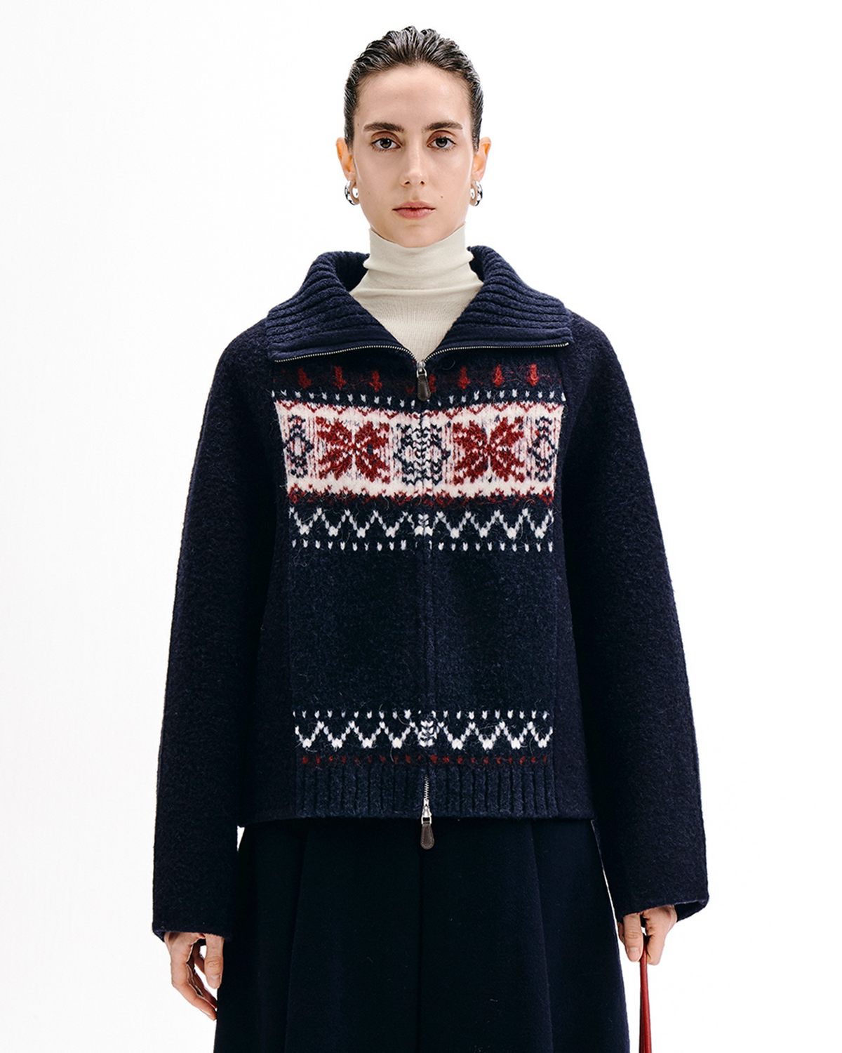 Fair Isle Wool Jacket – Funnel Neck