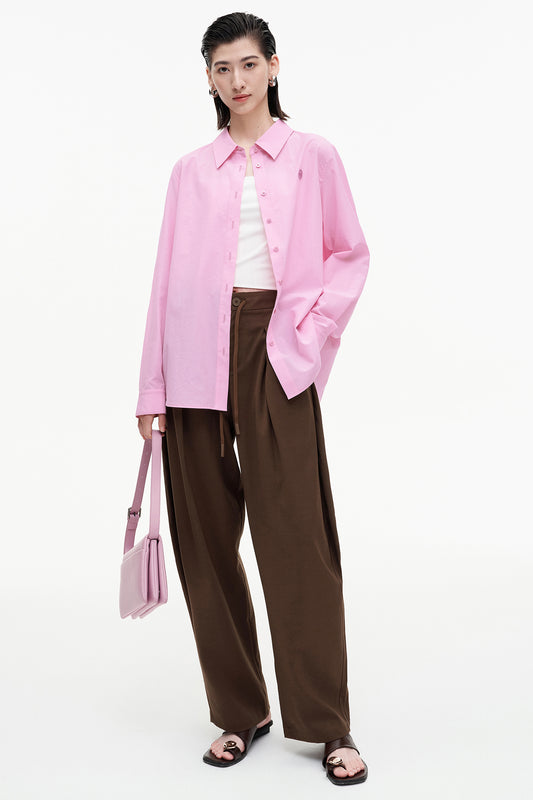 SELFWHO cotton blended commuter style temperament shirt for women