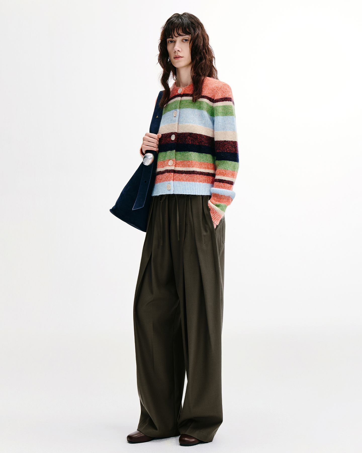 Rainbow-Stripe Cardigan – Wool-Mohair Blend