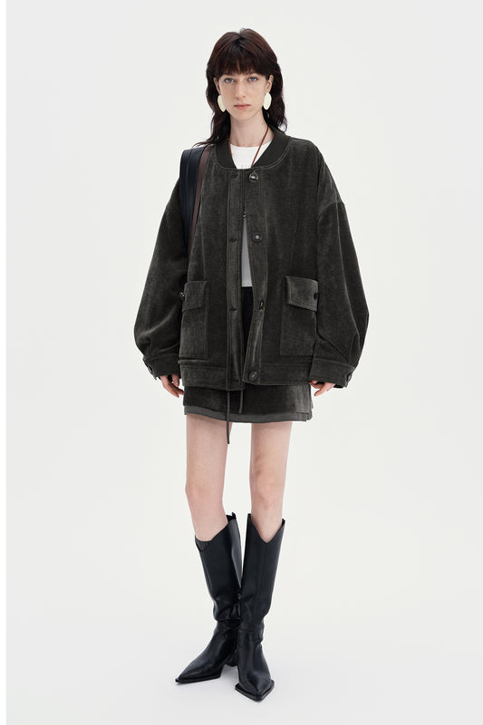 SELFWHO Bahn Style Down-Feel White Duck Down Baseball Down Jacket