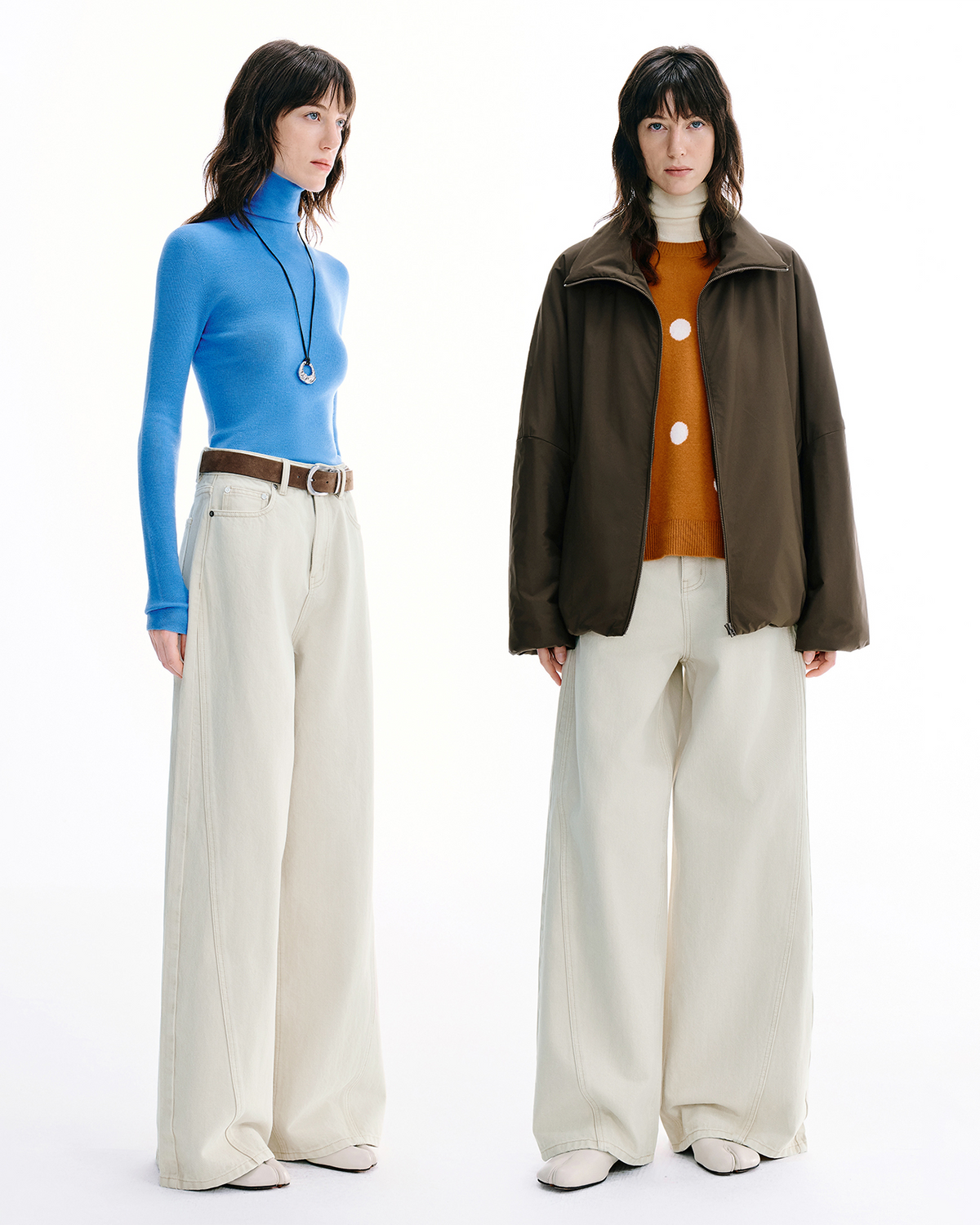 Curved-Leg Jeans – Textured Cotton