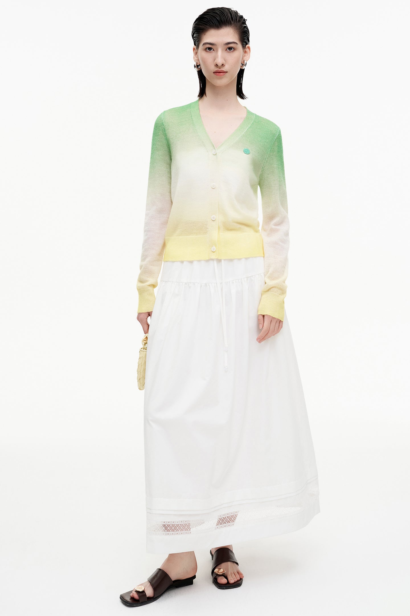 SELFWHO wool mohair gradient contrast sweater