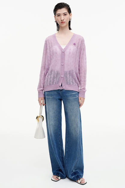 SELFWHO cashmere blended hollow twisted sweater