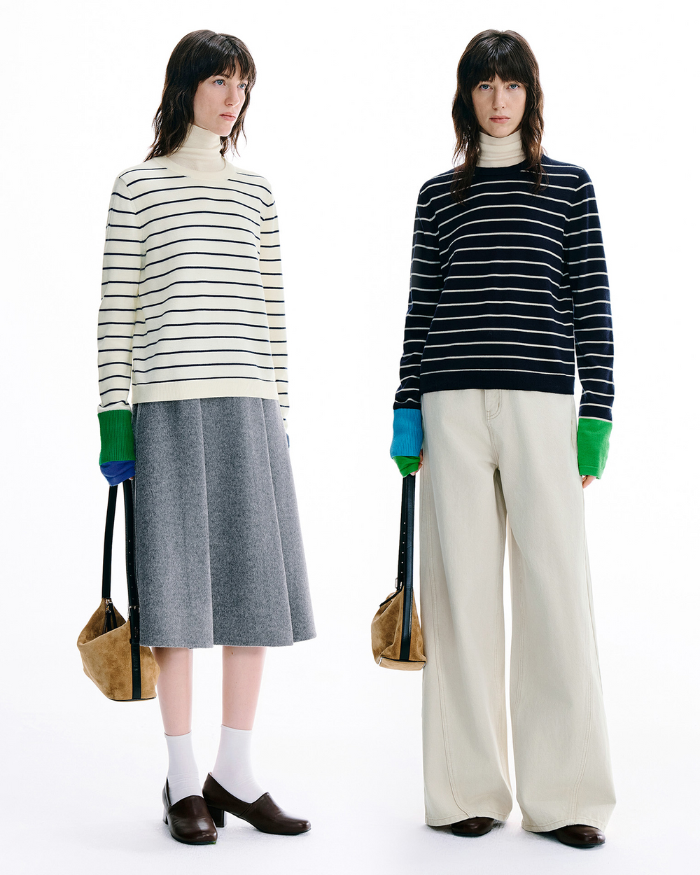Contrast-Stripe Wool Pullover