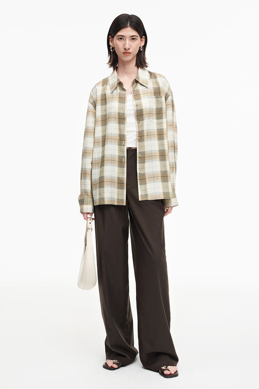 SELFWHO Tencel Acetate Blend Striped Shirt