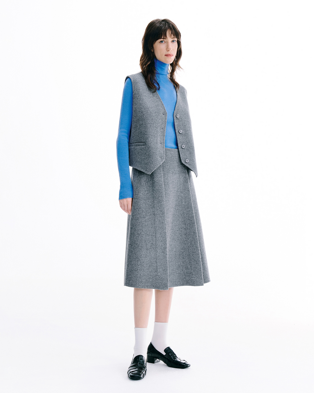 Double-Face Wool V Neck Vest